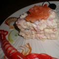 Pastelito elaborado con pescado rojo y palitos de cangrejo.